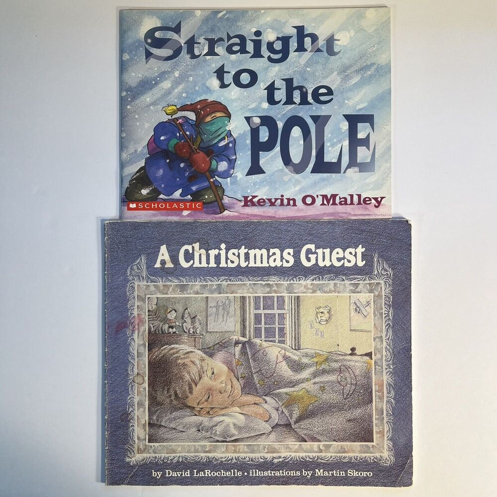 Set of 2 Childrens Story Books A Christmas Guest and Straight to the Pole